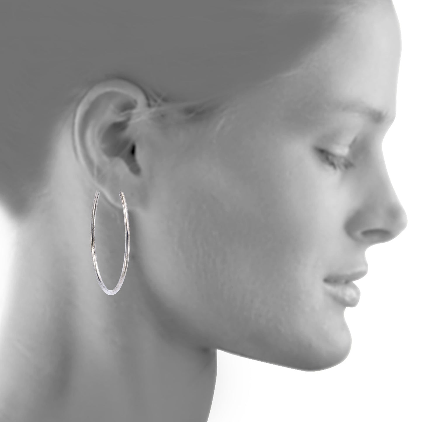 Creolen 925/- Sterling Silber rhodiniert 5,0cm ohne