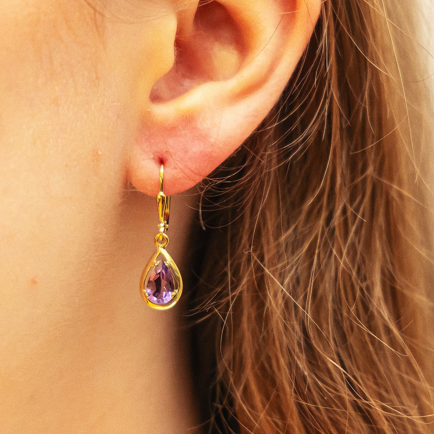 Ohrringe 333/- Gold 2,7cm Amethyst