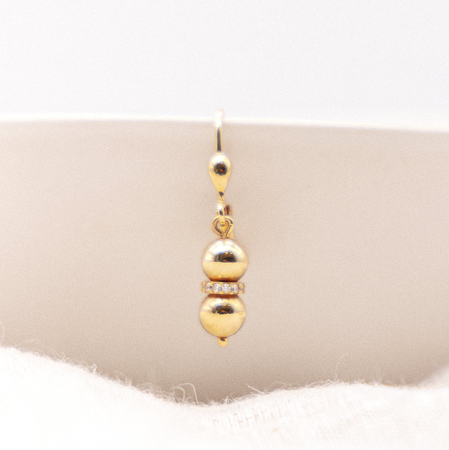 Ohrhänger 585/- Gold rhodiniert (teil) 3,1cm Zirkonia