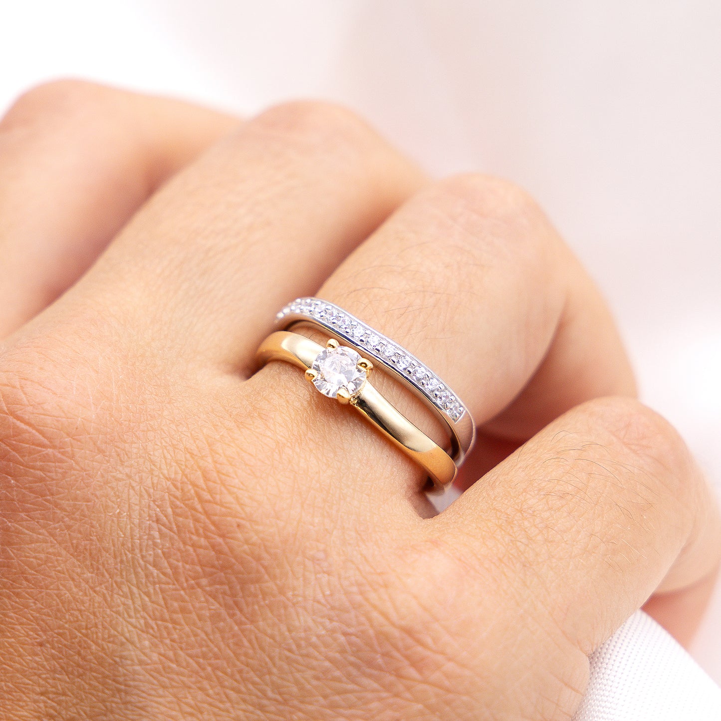 Ring 925/- Sterling Silber vergoldet Zirkonia