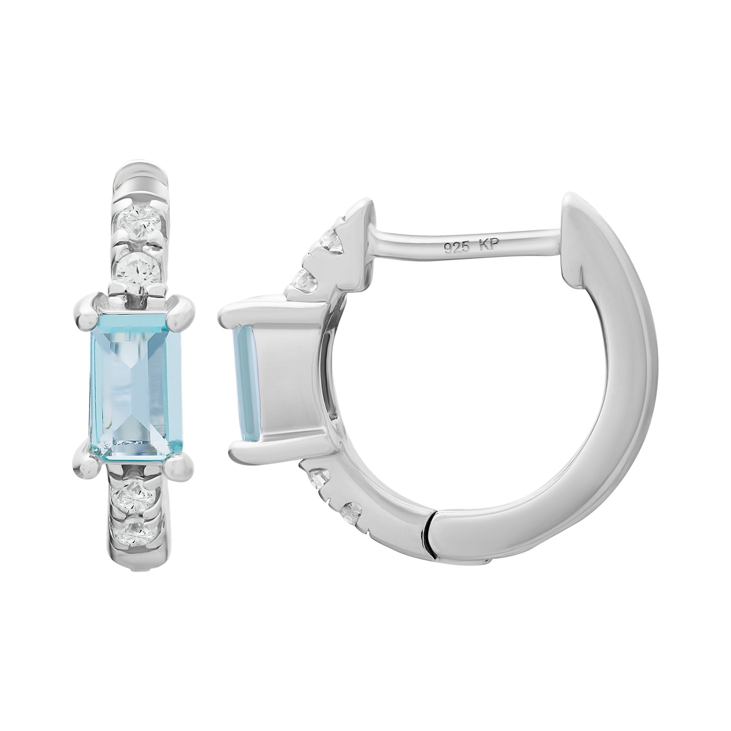 cai Creole 925 Sterling Silber mit Zirkonia und Aquamarin 925/- Sterling Silber rhodiniert 2,0cm Aquamarin