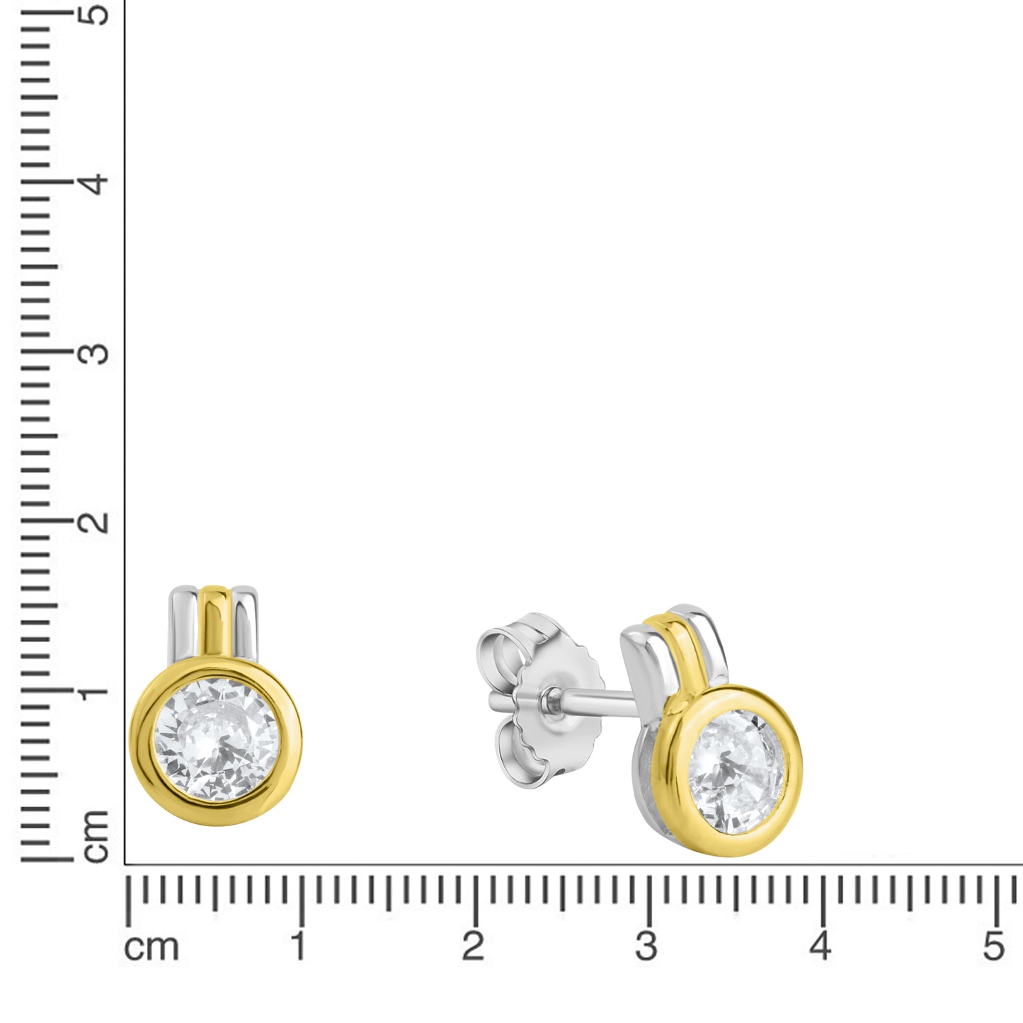 Ohrstecker 925/- Sterling Silber vergoldet 1,0cm Zirkonia