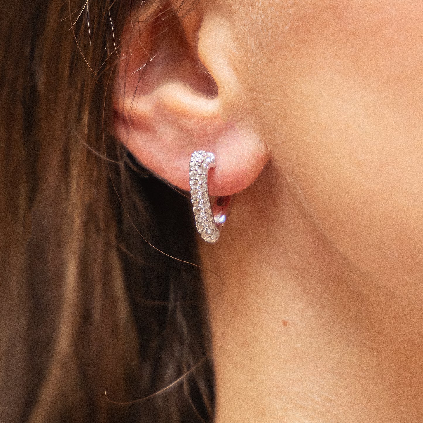 Ohrschmuck 925 Silber weiße Zirkonia 925/- Sterling Silber rhodiniert 1,6cm Zirkonia