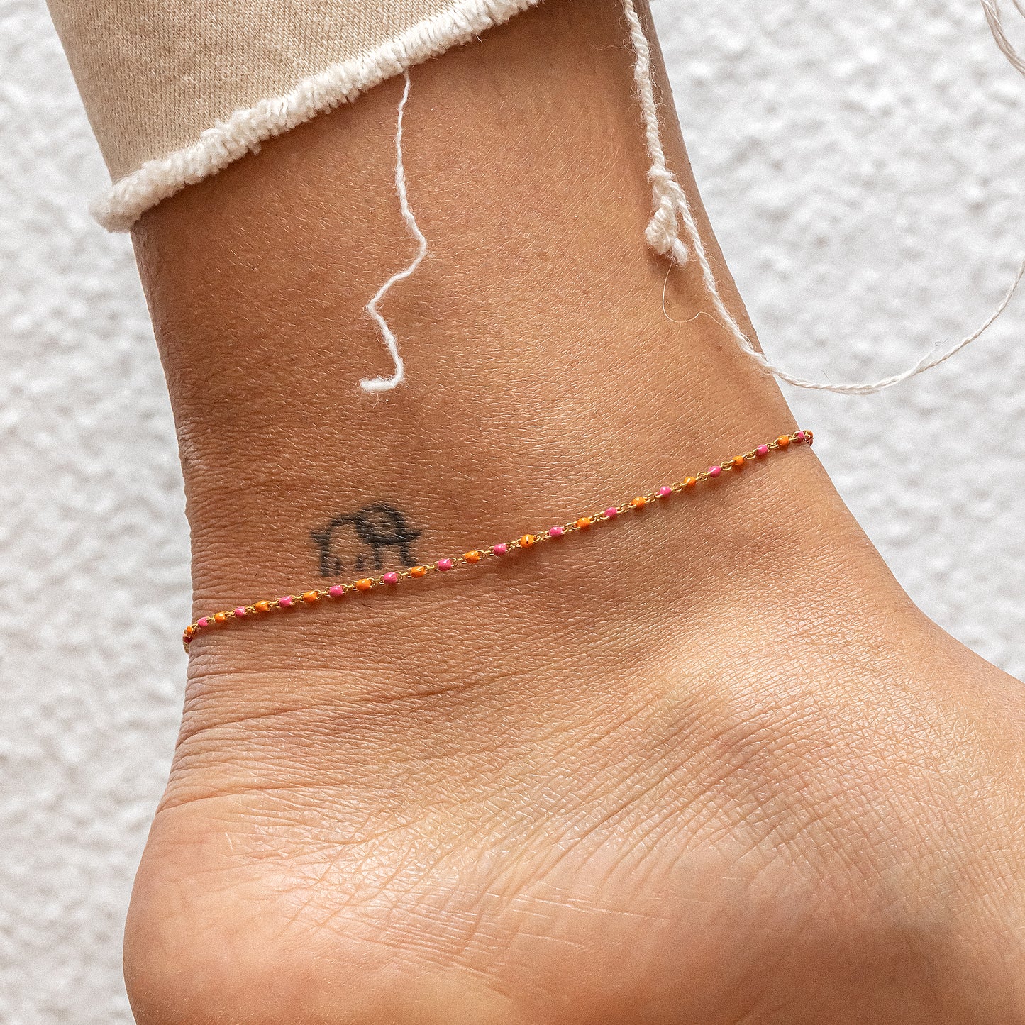 cai Fußkette 4-kant Schlangenkette 925/- Sterling Silber vergoldet 25,0cm ohne