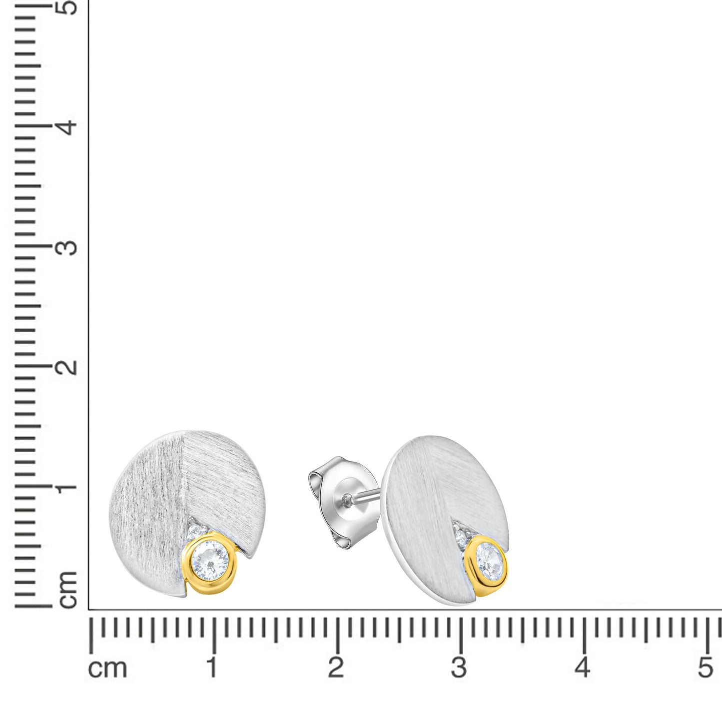Ohrring 925 Silber vergoldet Zirkonia 925/- Sterling Silber vergoldet (teil) 0,9cm Zirkonia