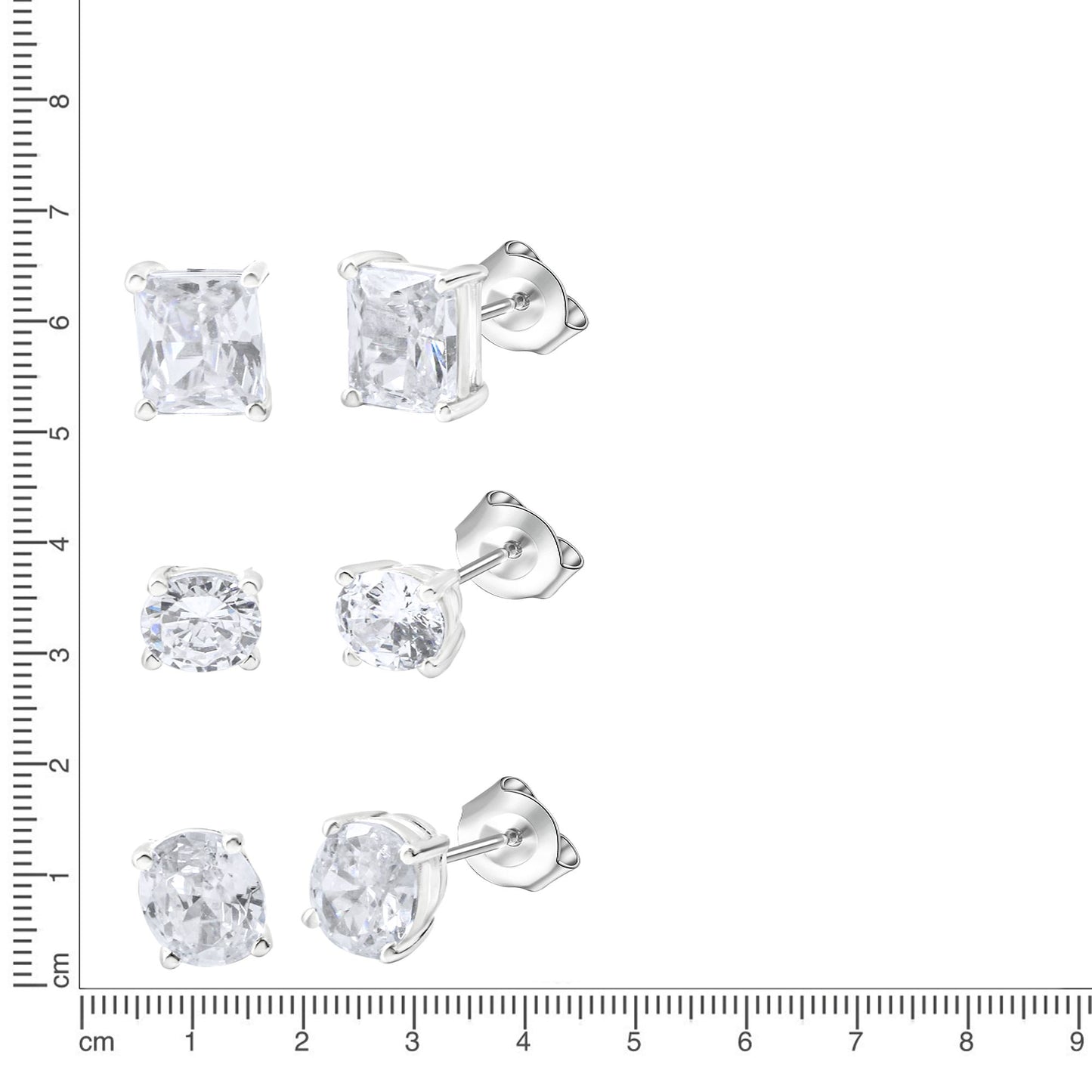 Ohrstecker Set 925/- Sterling Silber rhodiniert 1,0cm Zirkonia