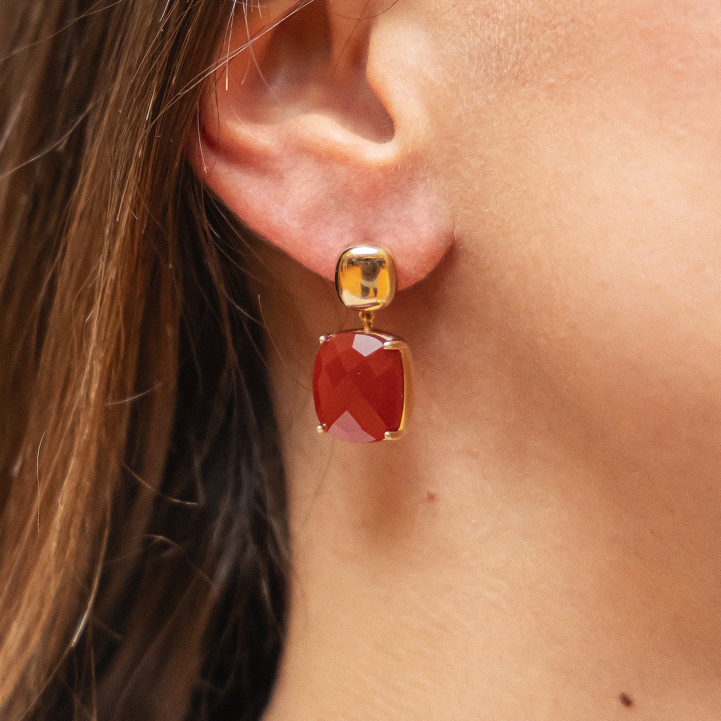 Ohrhänger 925/- Sterling Silber vergoldet 2,4cm Chalcedon