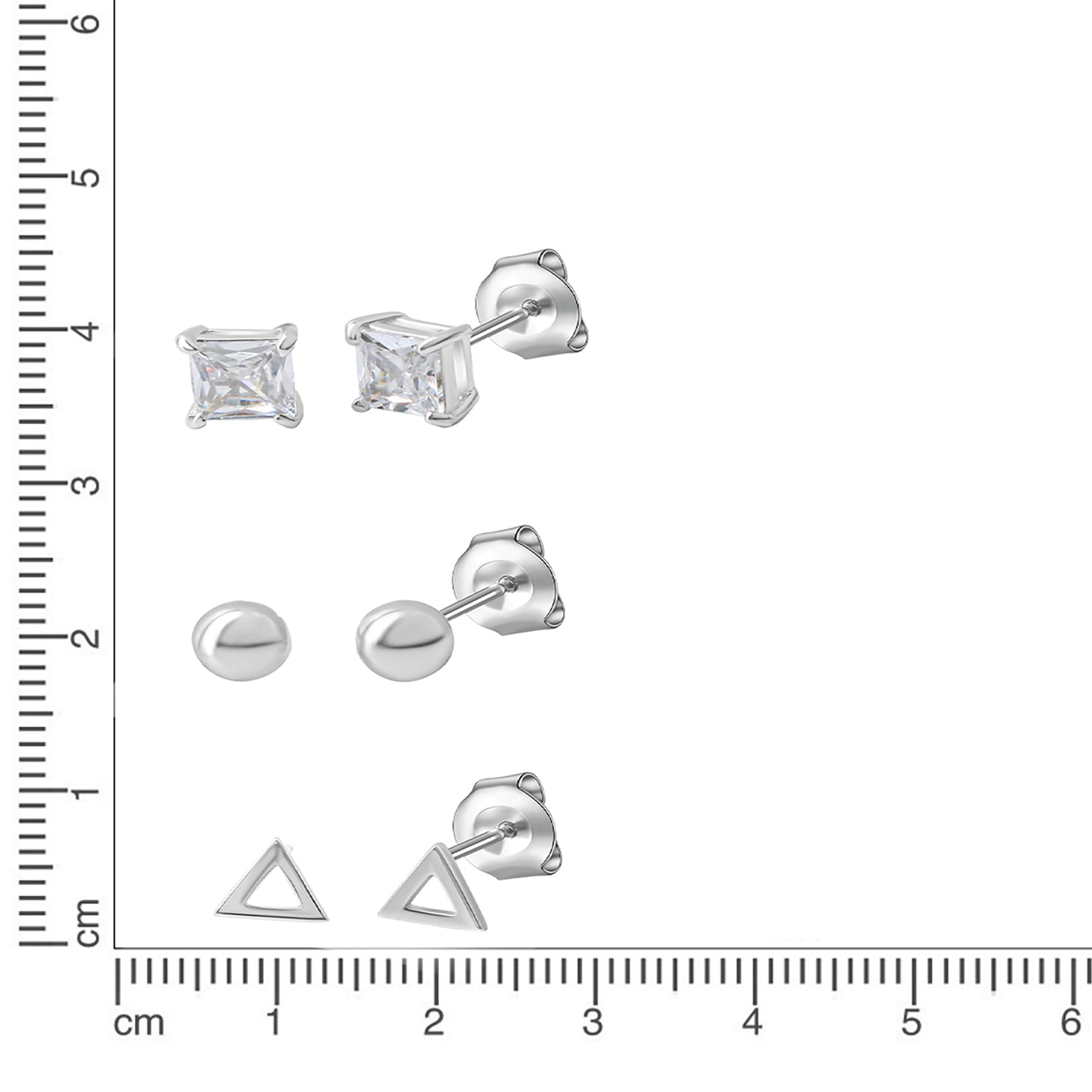 Ohrstecker Set 925/- Sterling Silber rhodiniert 1,0cm Zirkonia