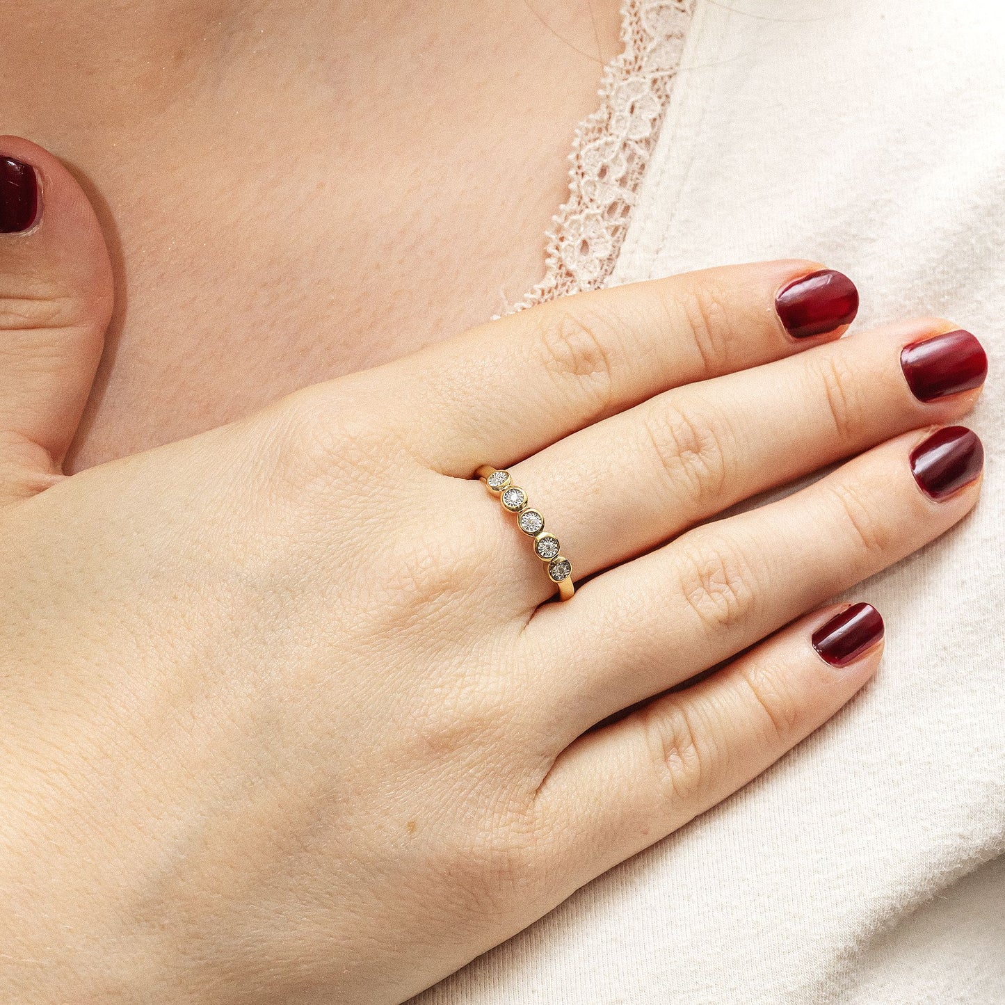 Ring 585/- Gold rhodiniert (teil) Brillant 0,05ct.