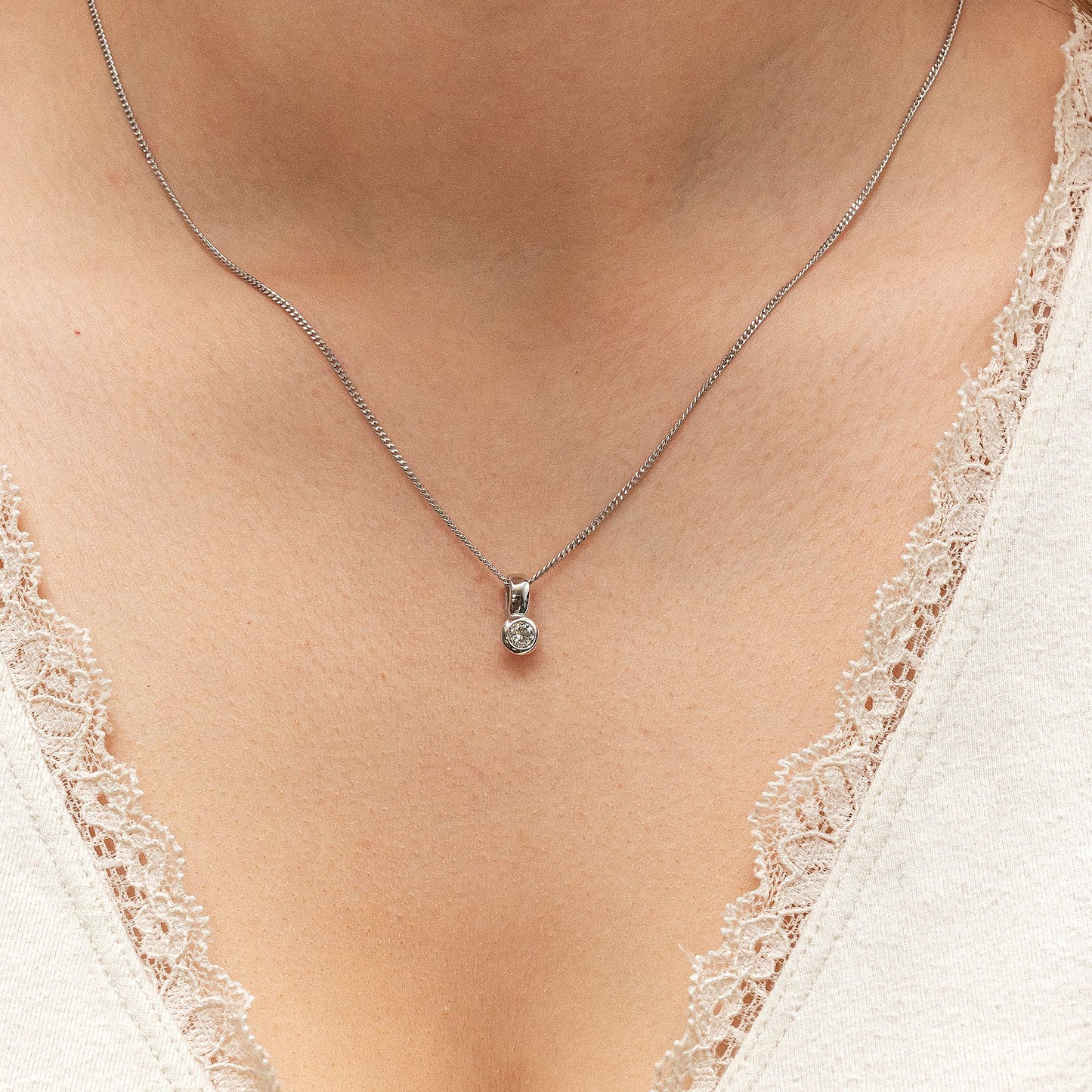 Halskette Panzerkette 585/- Gold rhodiniert 45,0cm Diamant 0,20ct.