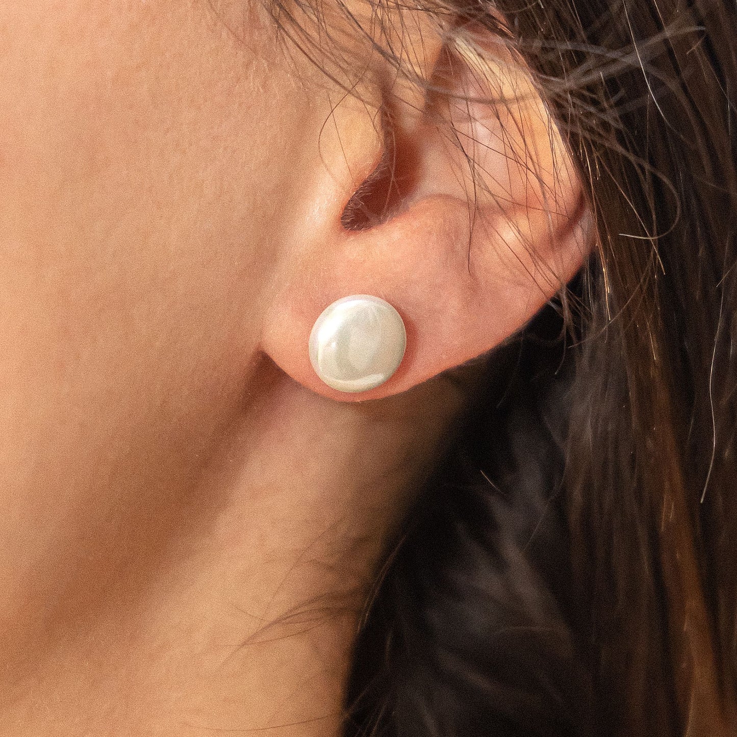 Ohrringe 925/- Sterling Silber rhodiniert 1,0cm Muschelkernperle