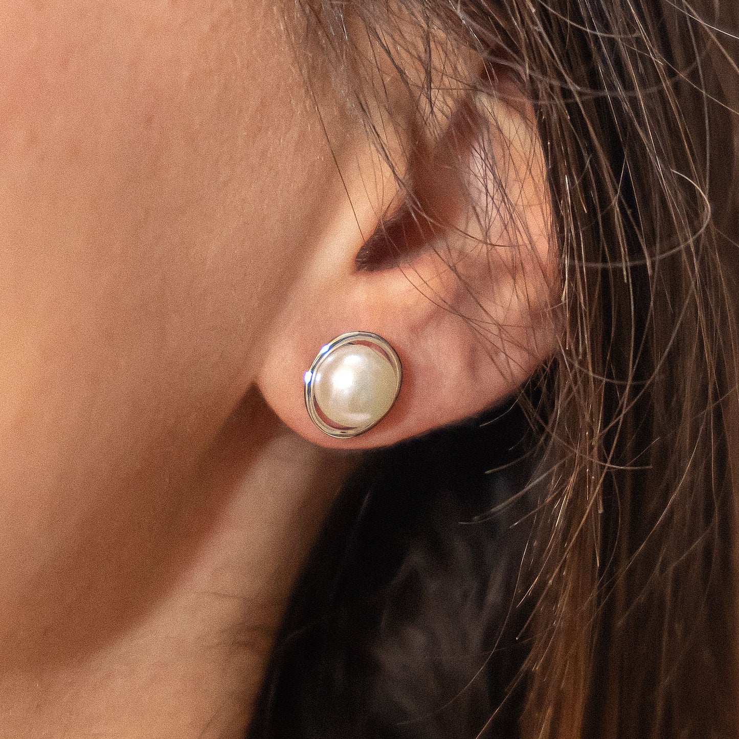 Ohrstecker 925/- Sterling Silber rhodiniert 1,05cm Süßwasserzuchtperle