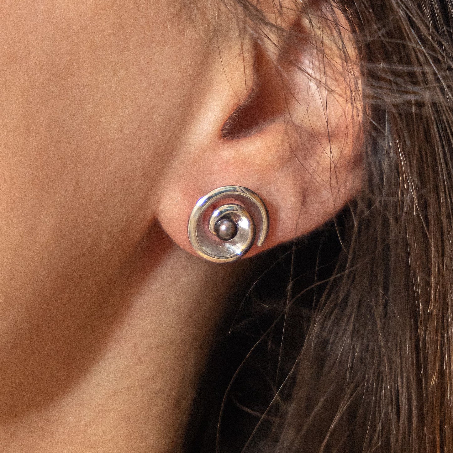 Ohrringe 925/- Sterling Silber rhodiniert 1,5cm Perle