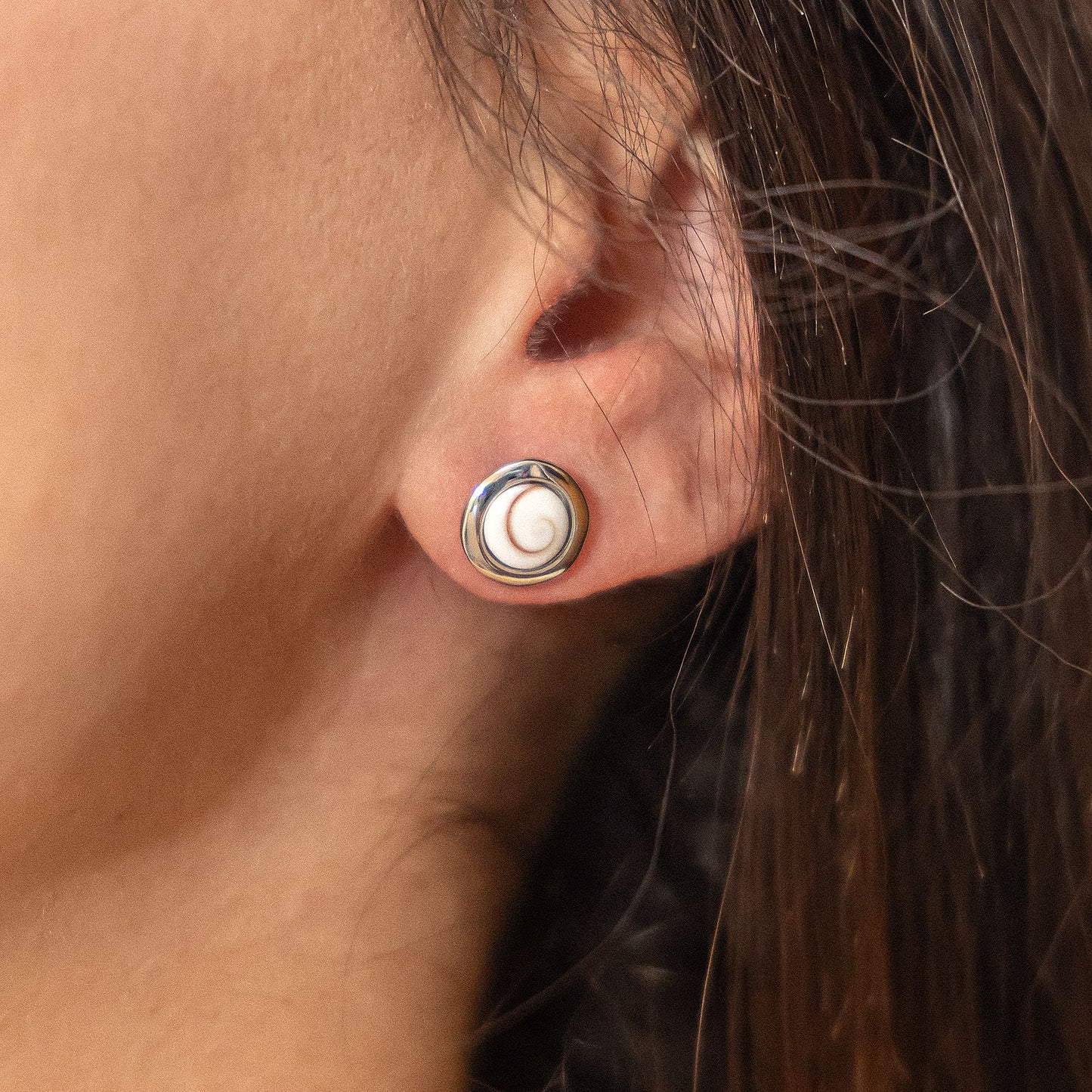 Ohrringe 925/- Sterling Silber rhodiniert 1,5cm Muschel