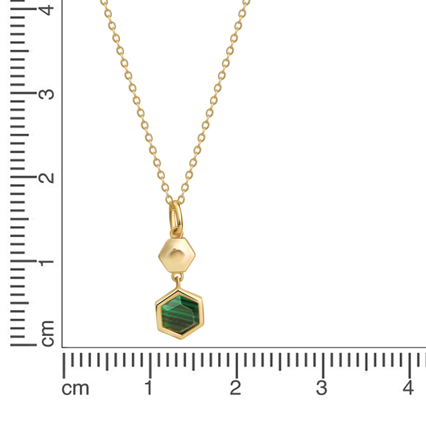 Anhänger mit Kette 925 Sterling Silber vergoldet Malachit Ankerkette 925/- Sterling Silber vergoldet 45,0cm Malachit