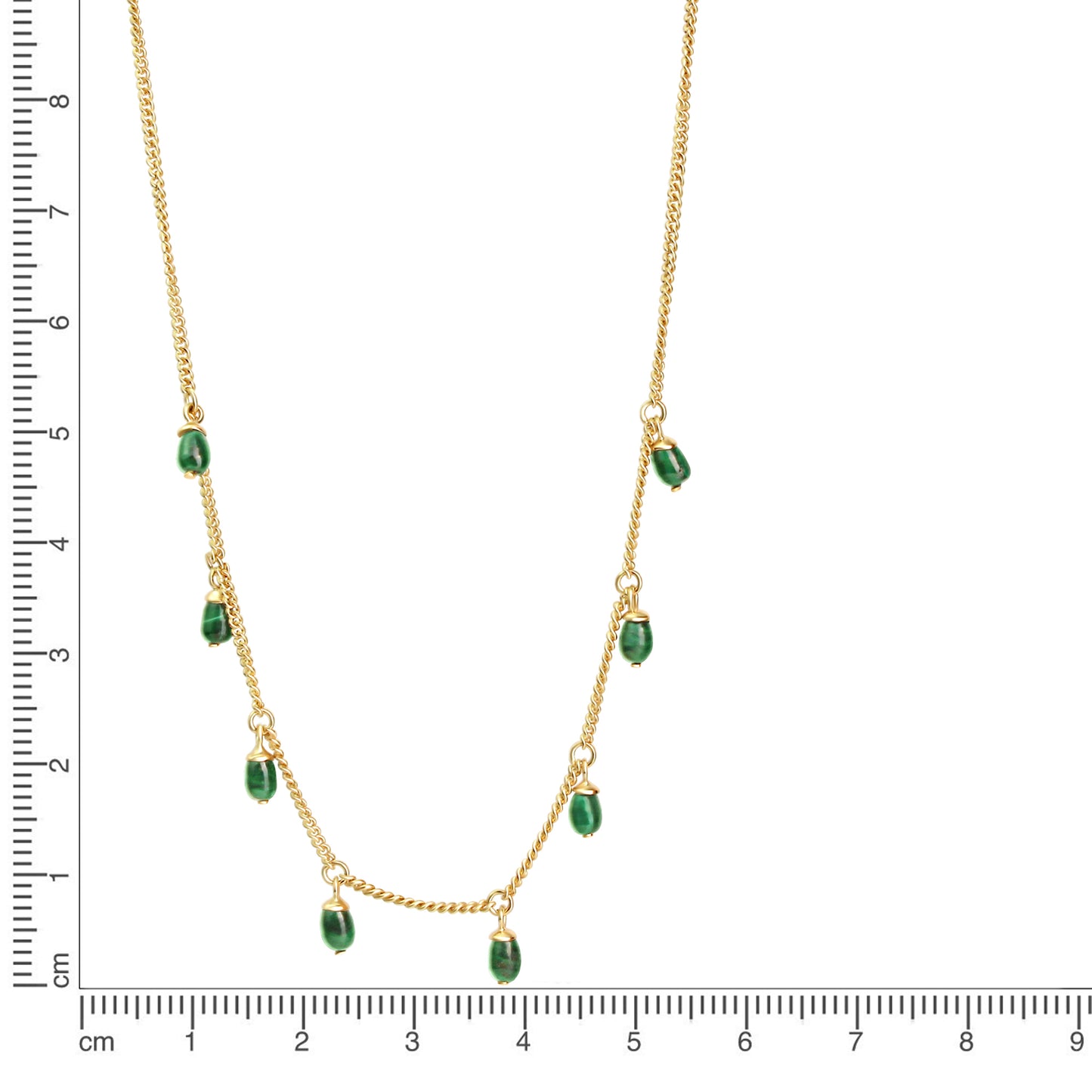 Anhänger mit Kette 925 Sterling Silber vergoldet Malachit Ankerkette 925/- Sterling Silber vergoldet 45,0cm Malachit