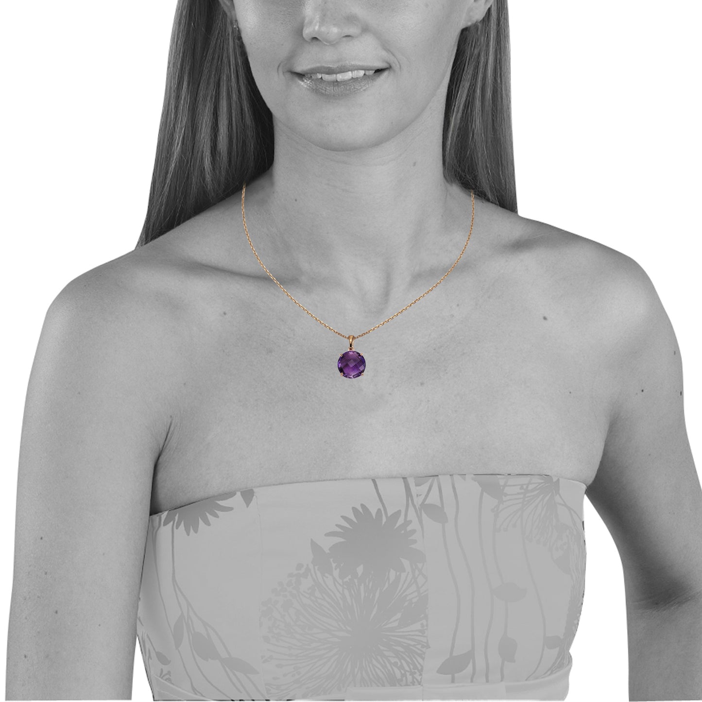 Halskette Ankerkette 925/- Sterling Silber rotvergoldet 46,0cm Amethyst