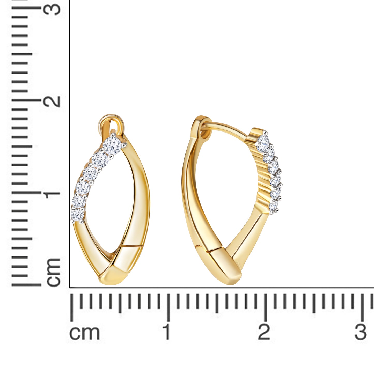 Creolen 375/- Gold rhodiniert (teil) 1,9cm Zirkonia