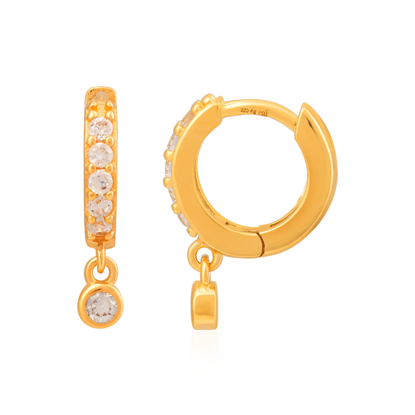 cai Creole 925 Sterling Silber vergoldet mit Zirkonia Anhänger 925/- Sterling Silber vergoldet 1,6cm Zirkonia