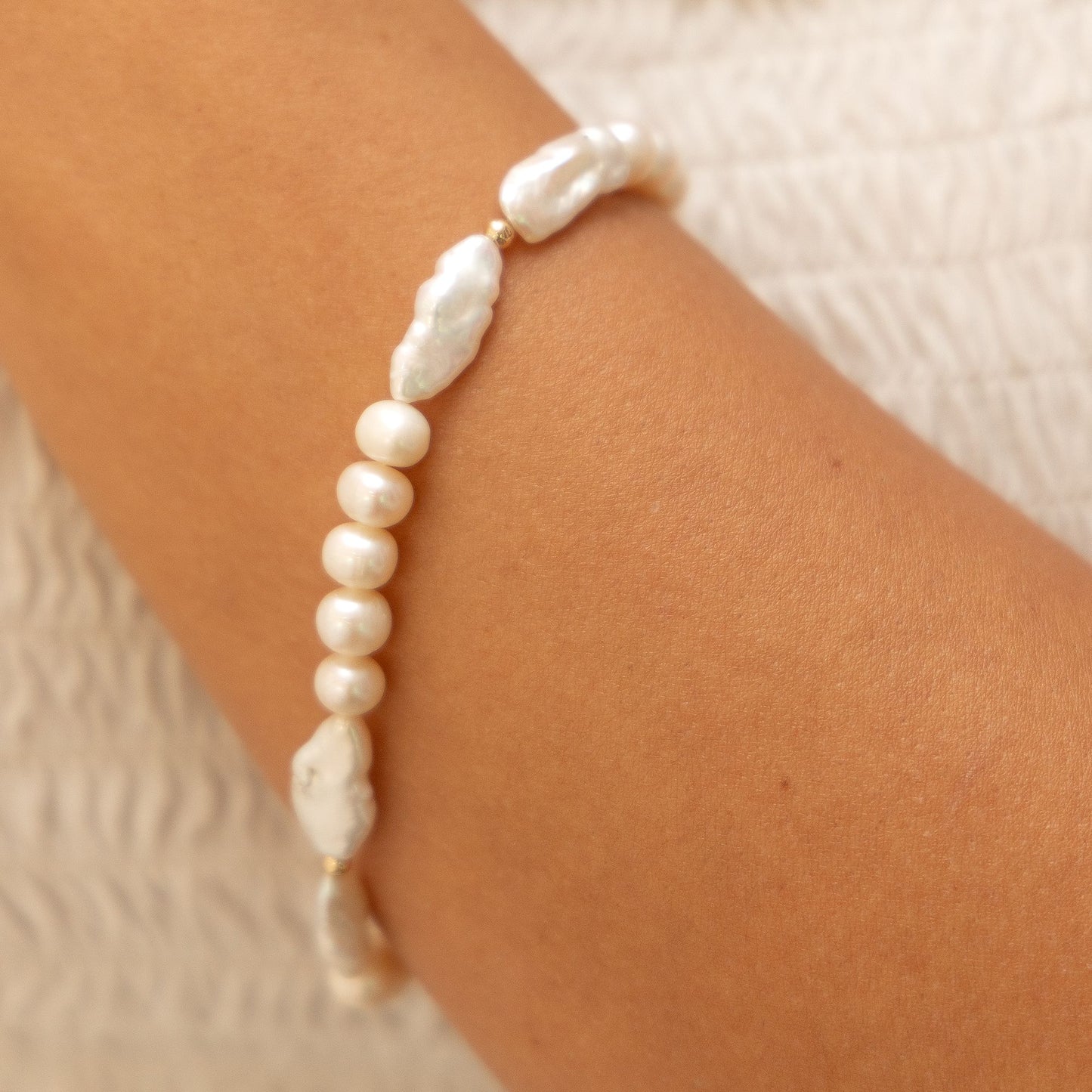 Armband Süßwasserzuchtperlen 585/- Gold 21cm Süßwasserzuchtperle