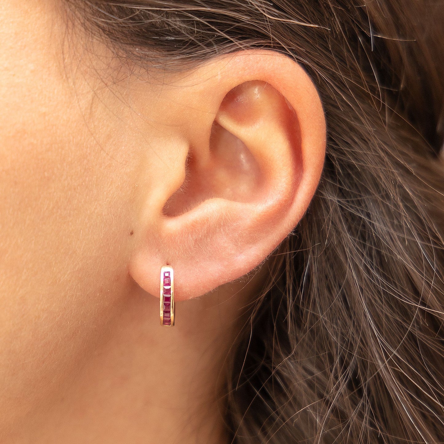 Ohrringe 585/- Gold 1,25cm Rubin 0,80ct.