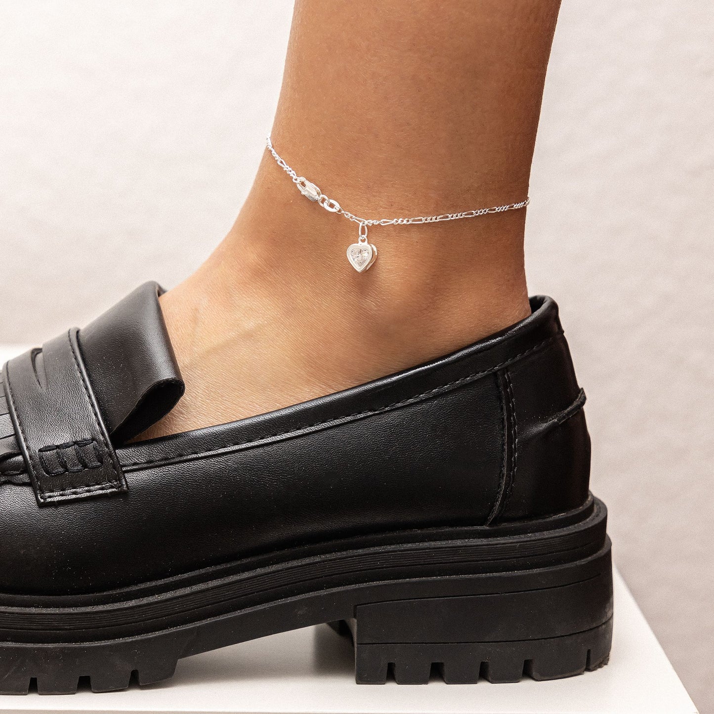 Fußkette Figarokette 925/- Sterling Silber 25cm Zirkonia