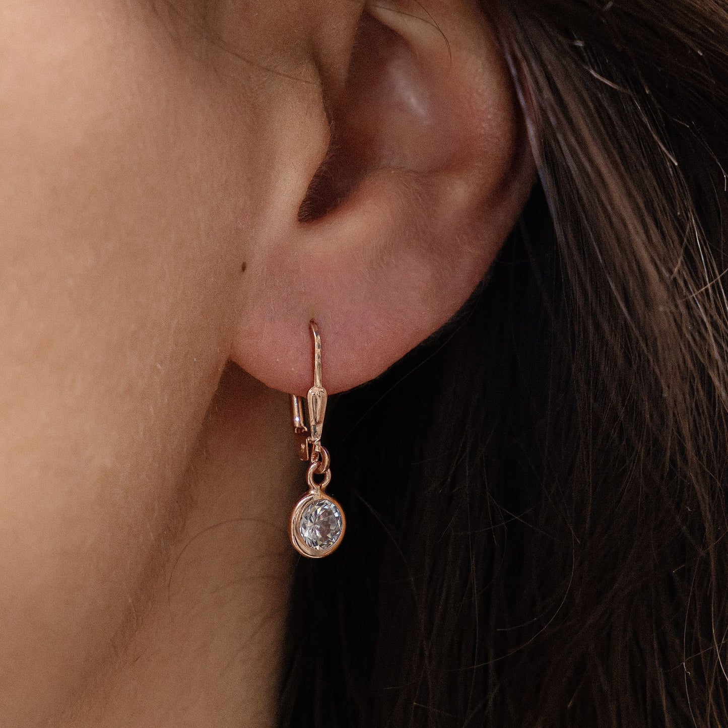Ohrringe 925/- Sterling Silber rotvergoldet 2,5cm Zirkonia