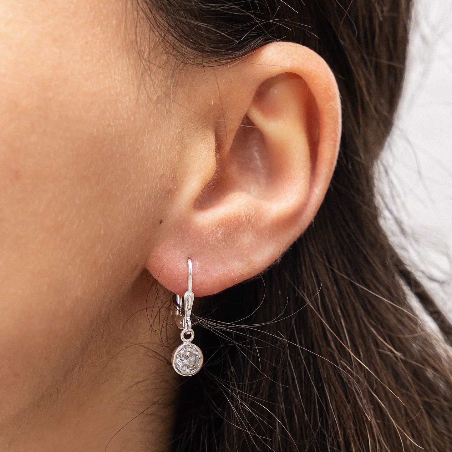 Ohrringe 925/- Sterling Silber rhodiniert 2cm Zirkonia