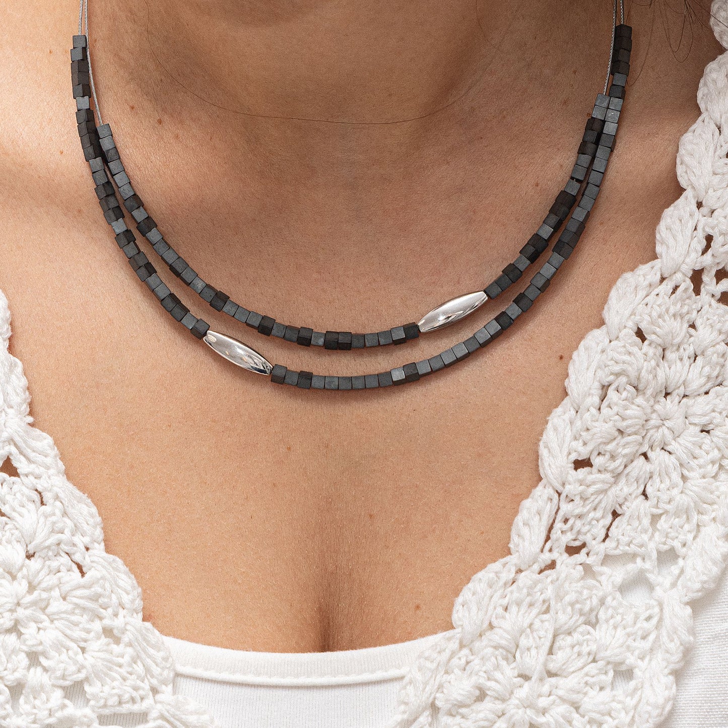 Halskette Omegareif 925/- Sterling Silber + Edelstahl rhodiniert 47,0cm