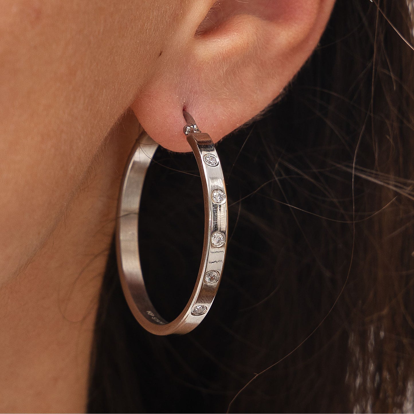 Ohrringe Edelstahl 3,5cm Zirkonia