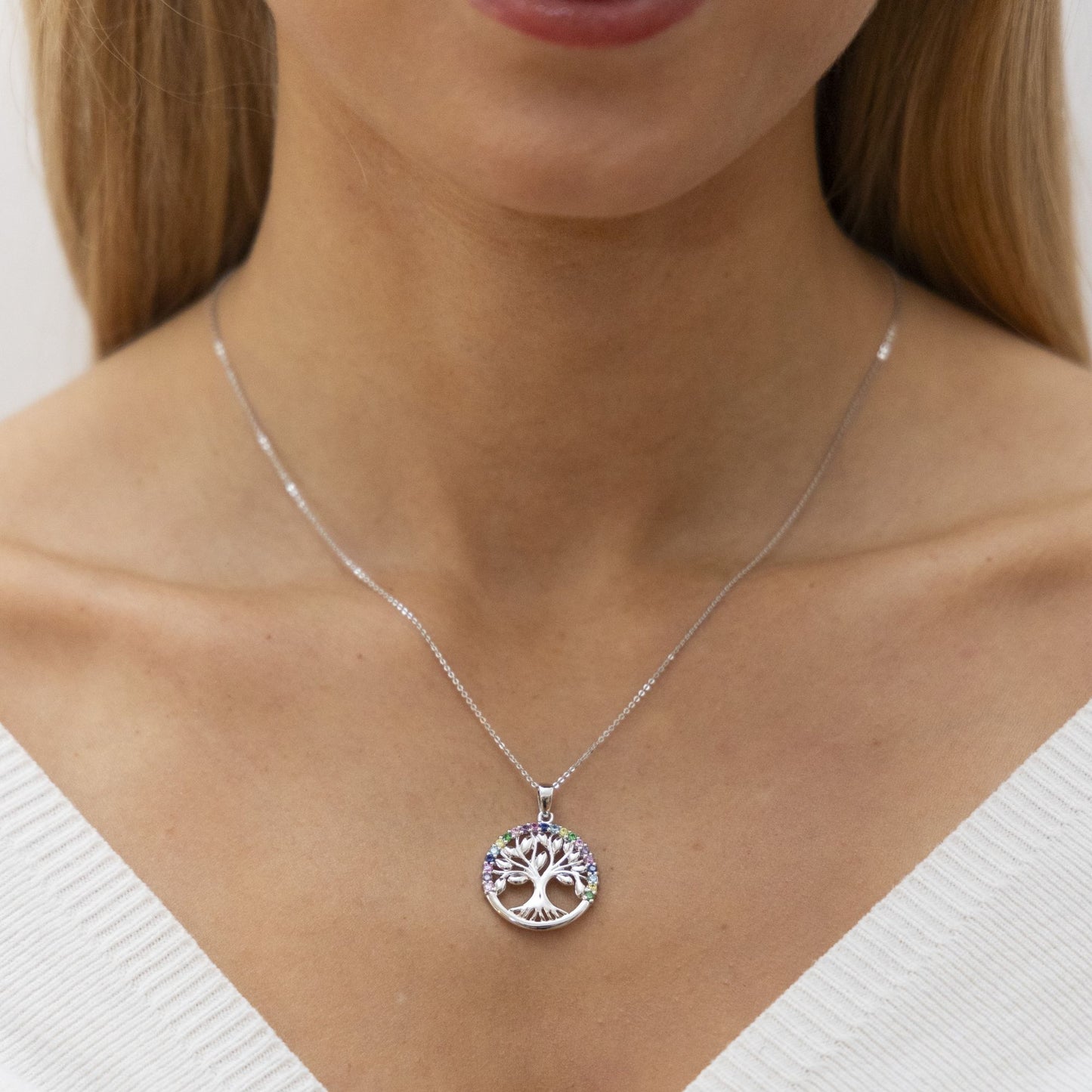 Halskette Ankerkette 925/- Sterling Silber rhodiniert 45,0cm Zirkonia