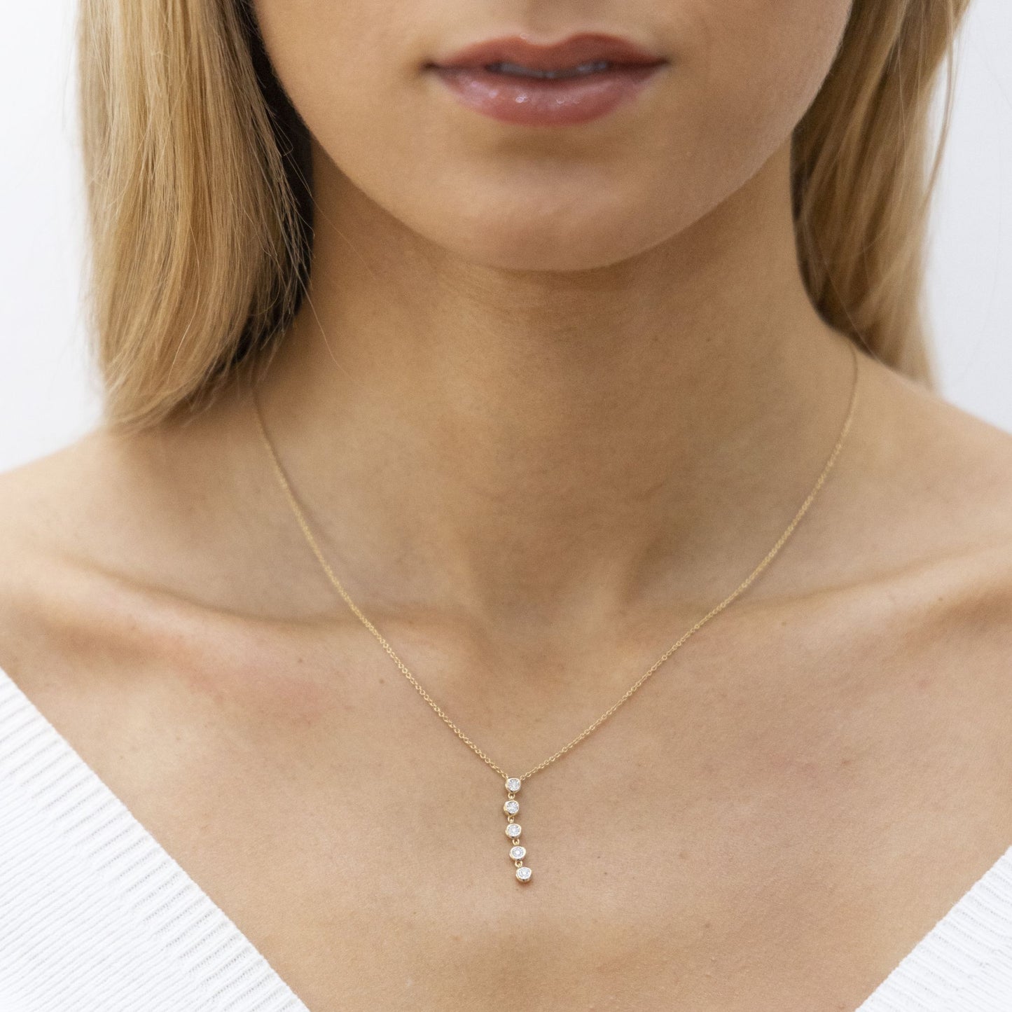 Halskette Ankerkette 585/- Gold rhodiniert (teil) 45,0cm Brillant 0,05ct