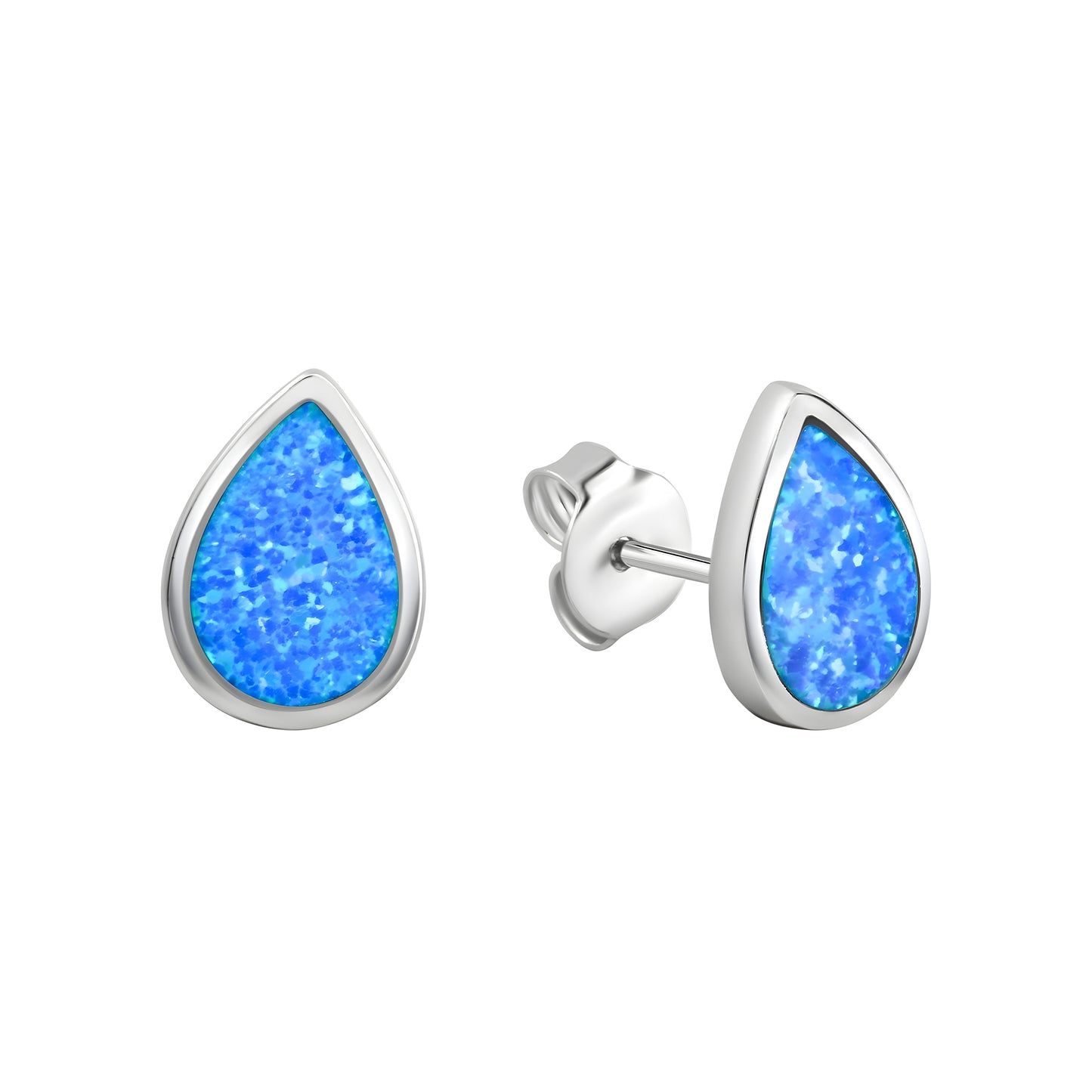 Ohrstecker 925/- Sterling Silber Rhodiniert 1,0cm Opal