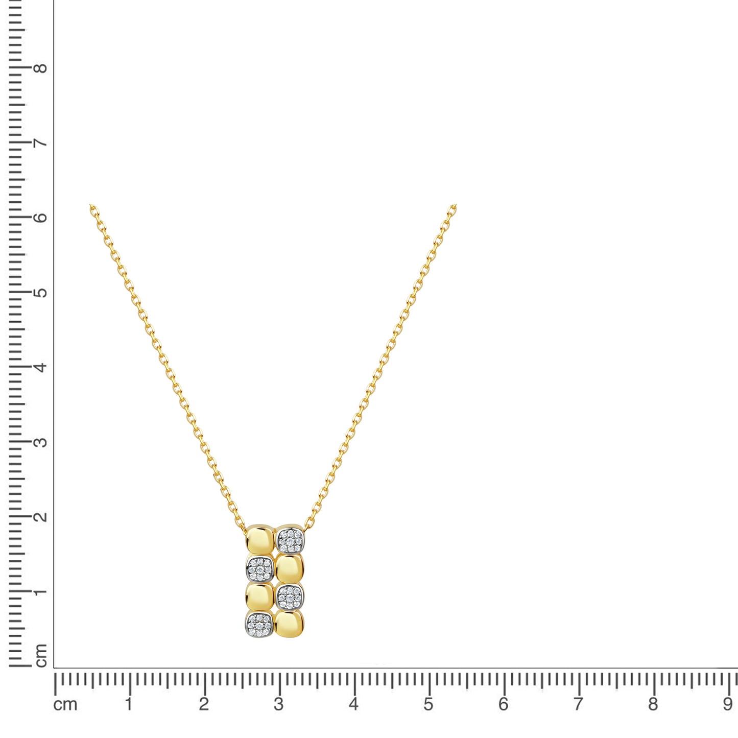 Anhänger mit Kette Ankerkette 925/- Sterling Silber vergoldet 45,0cm Zirkonia