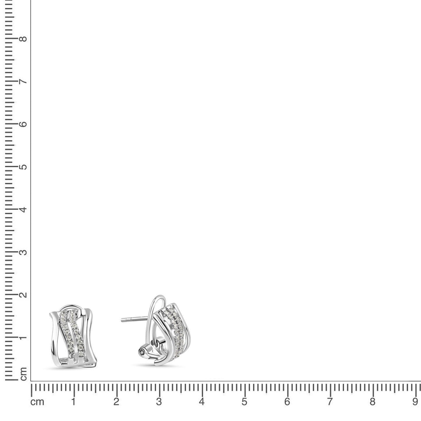 Ohrstecker 925/- Sterling Silber Rhodiniert 1,3cm Zirkonia