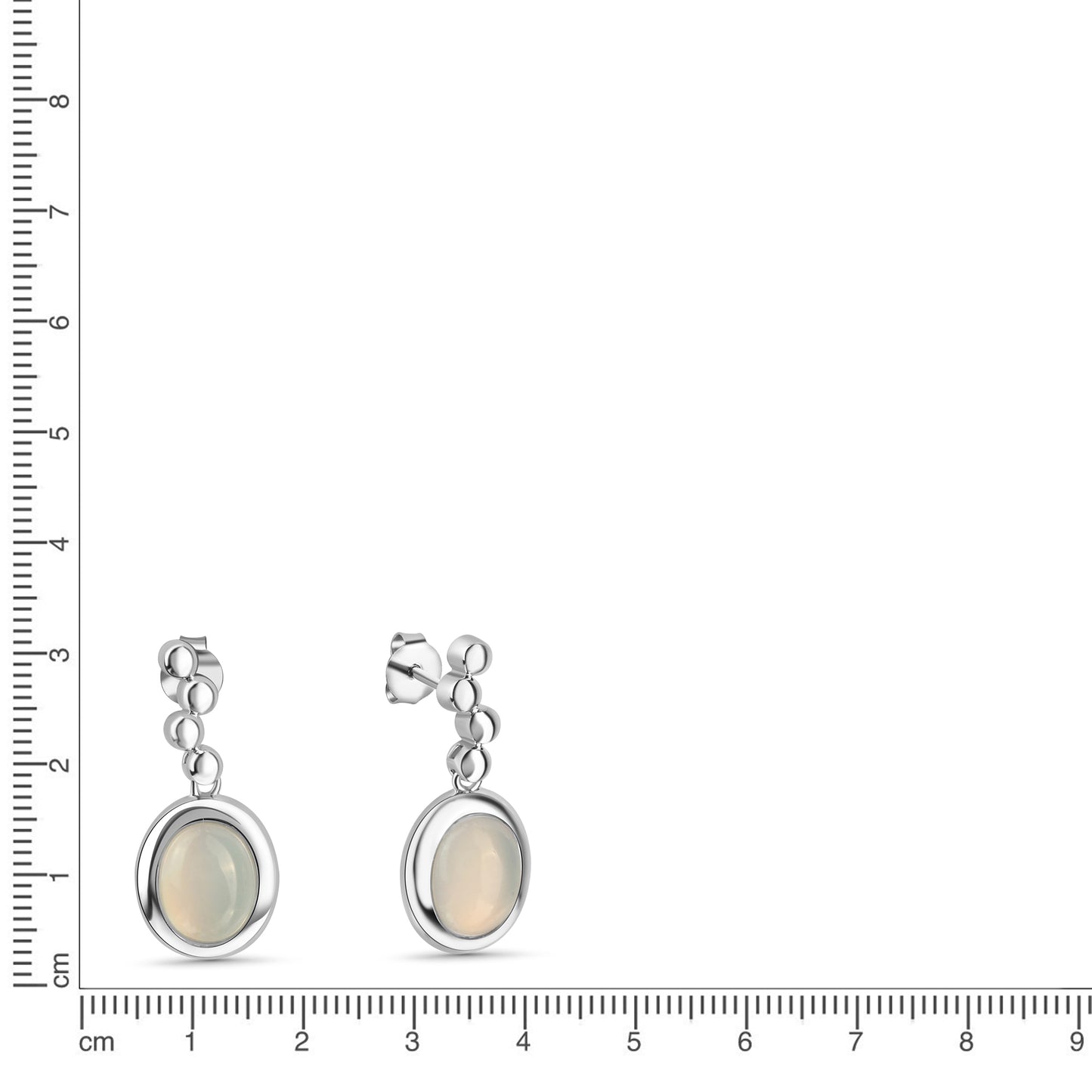 Ohrstecker 925/- Sterling Silber Rhodiniert 2,6cm Katzenauge