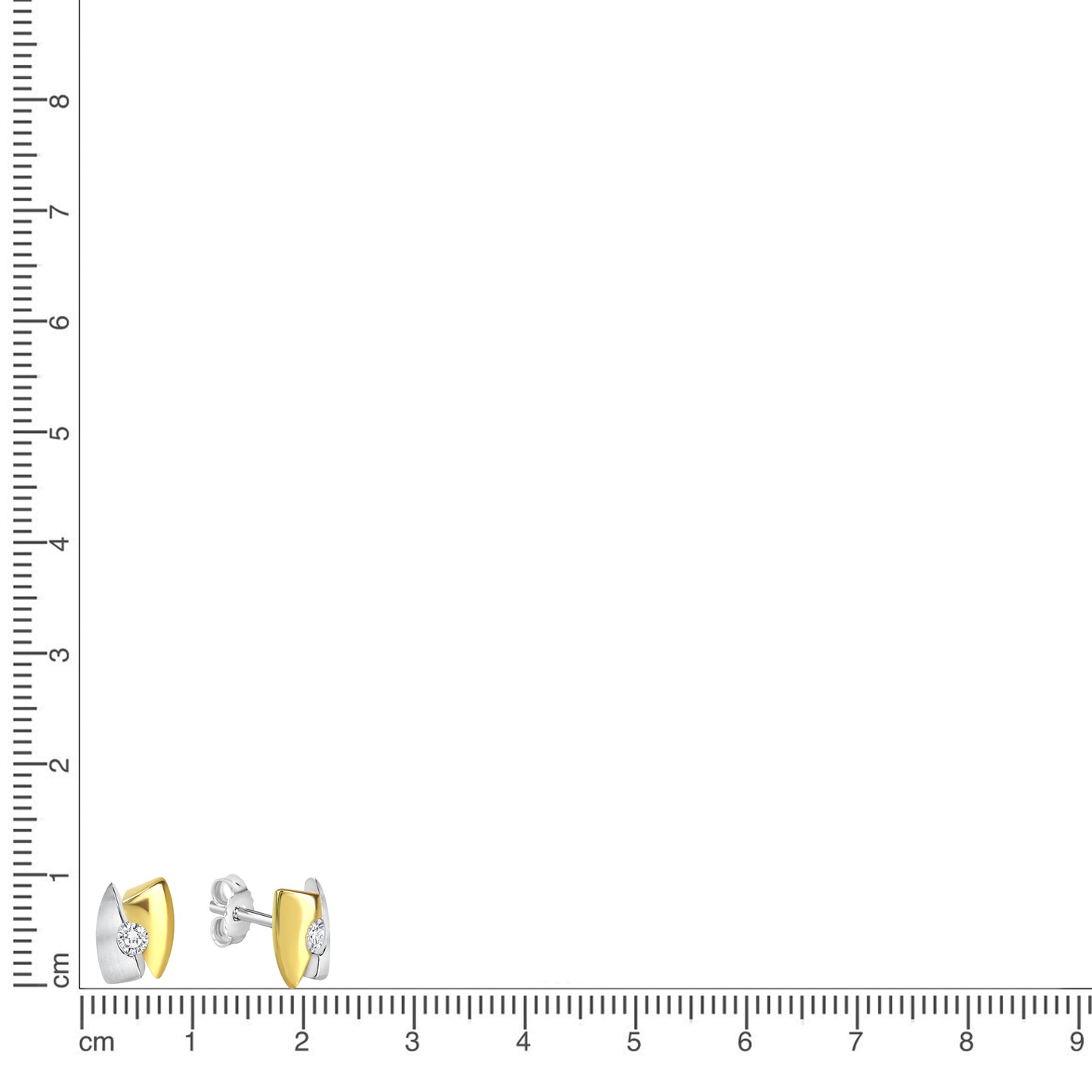 Ohrstecker 925/- Sterling Silber vergoldet (teil) 1,0cm Zirkonia