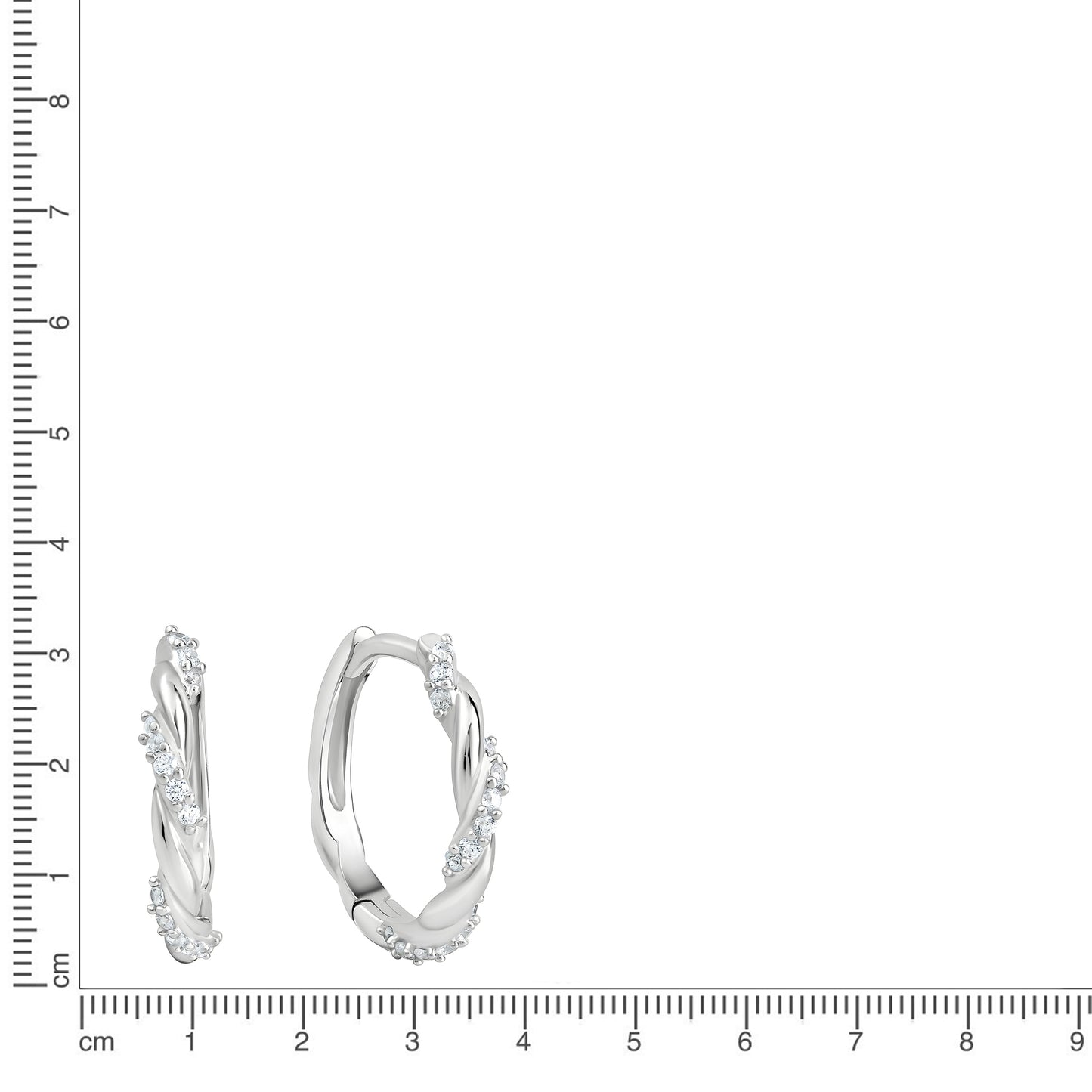 Creolen 925/- Sterling Silber Rhodiniert 1,5cm Zirkonia