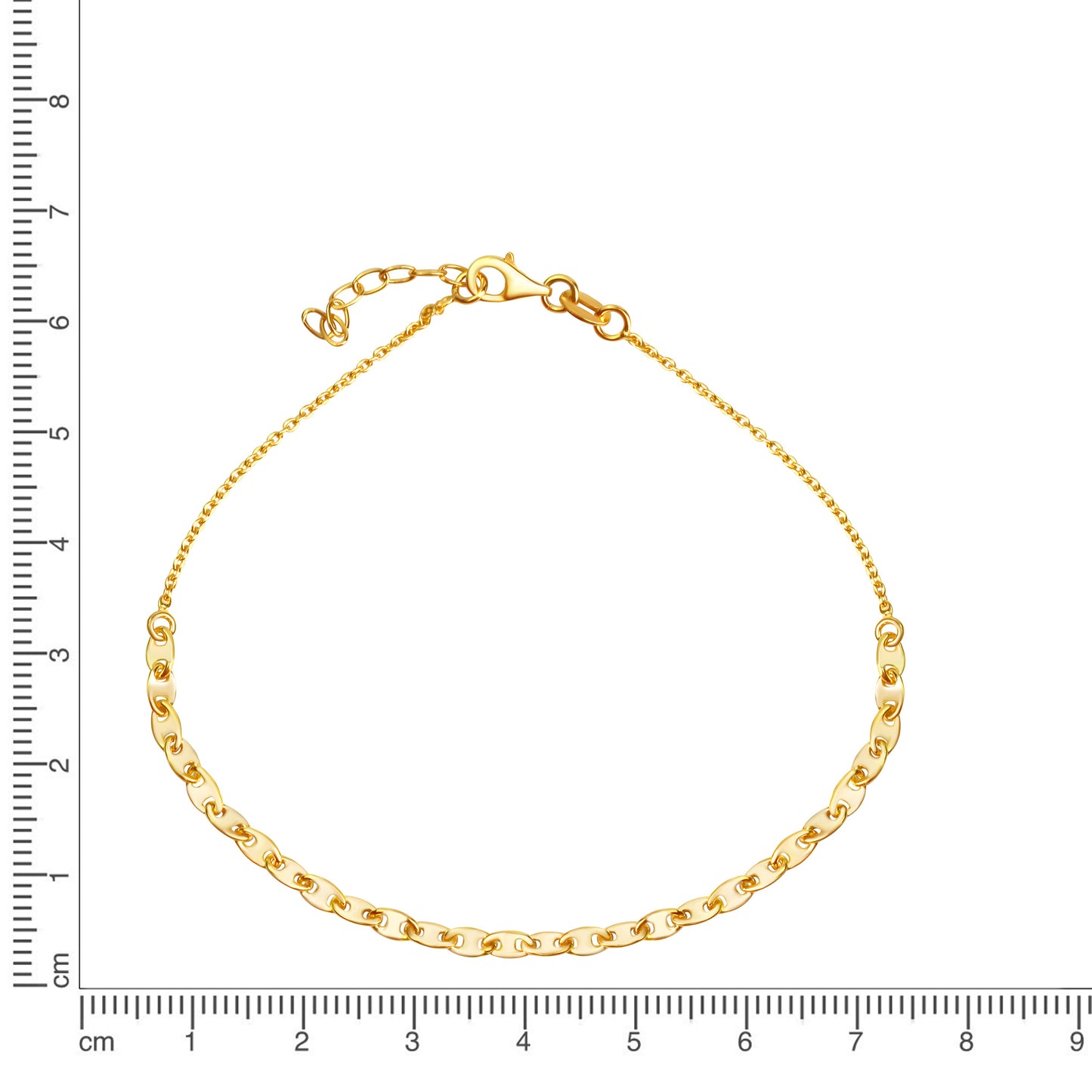 Fusskette Ankerkette 925/- Sterling Silber vergoldet 25,5cm