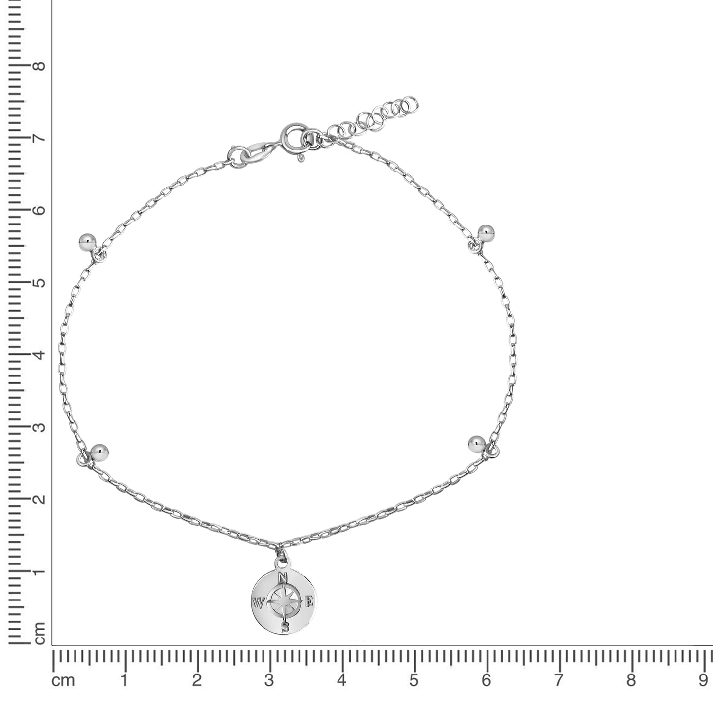 Fusskette Ankerkette 925/- Sterling Silber Rhodiniert 25,0cm