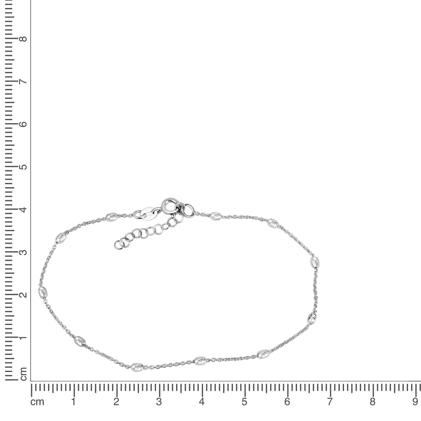 Fusskette Ankerkette 925/- Sterling Silber Rhodiniert 26,0cm