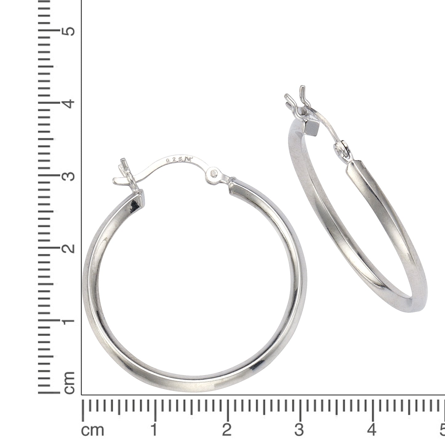 Creolen 925/- Sterling Silber Rhodiniert 3,0cm