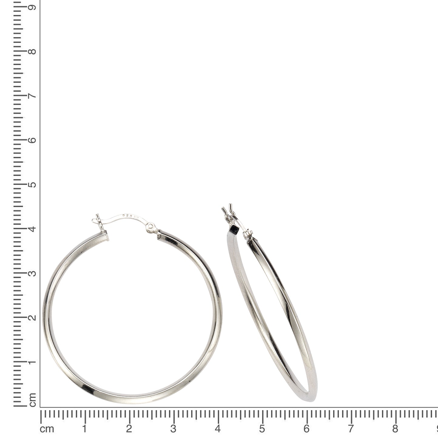 Creolen 925/- Sterling Silber Rhodiniert 4,0cm