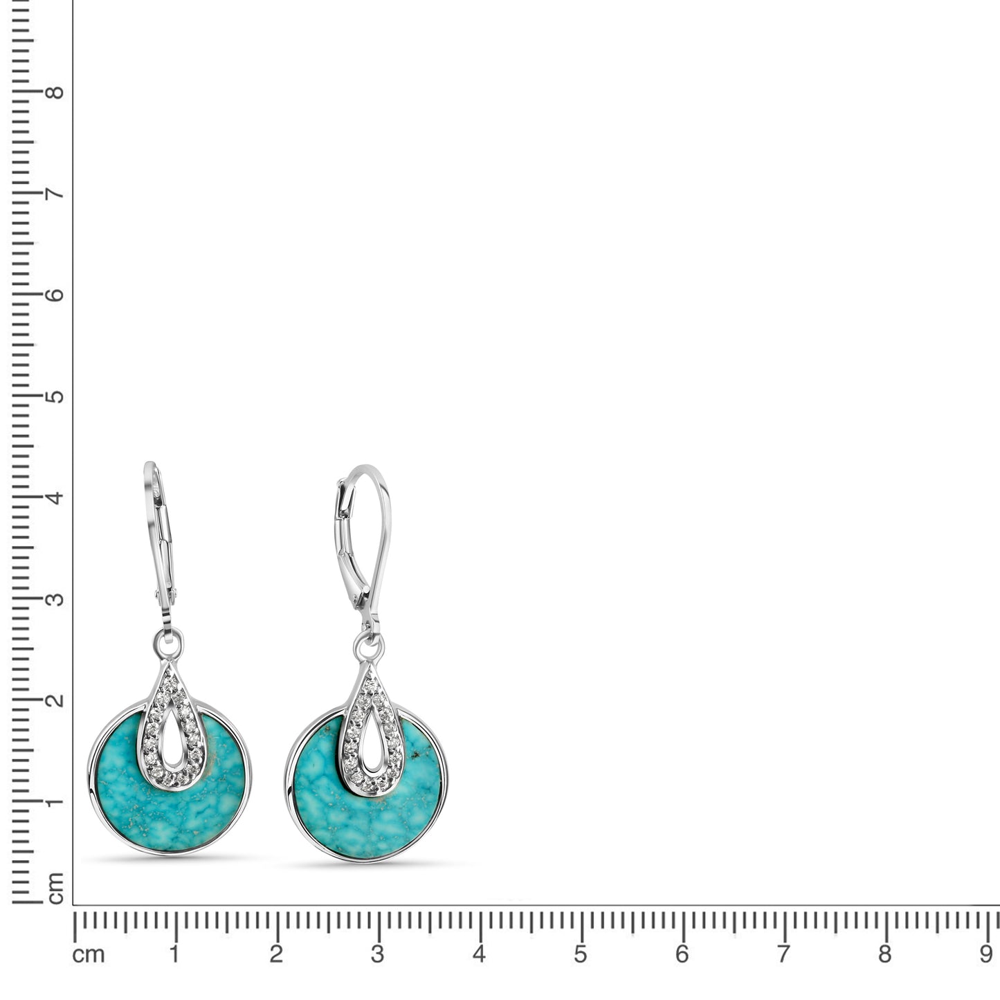 Ohrhänger 925/- Sterling Silber rhodiniert 3,4cm Türkis