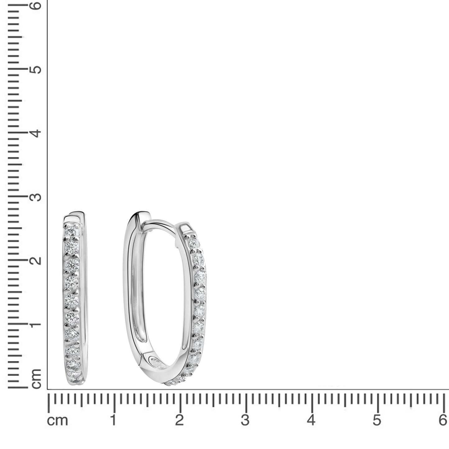 Creolen 925/- Sterling Silber rhodiniert 1,7cm Zirkonia