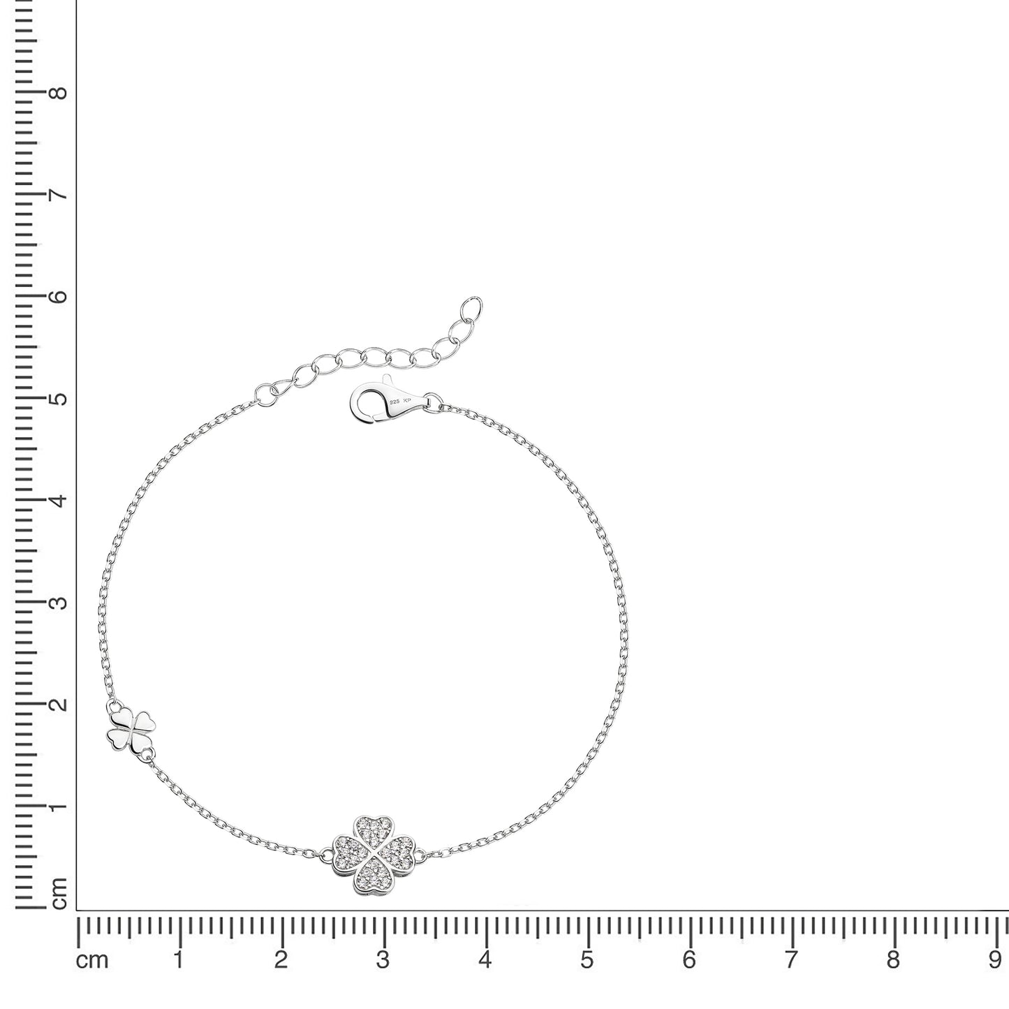 Armband 925 Silber rhodiniert Zirkonia Ankerkette 925/- Sterling Silber rhodiniert 17,5cm Zirkonia