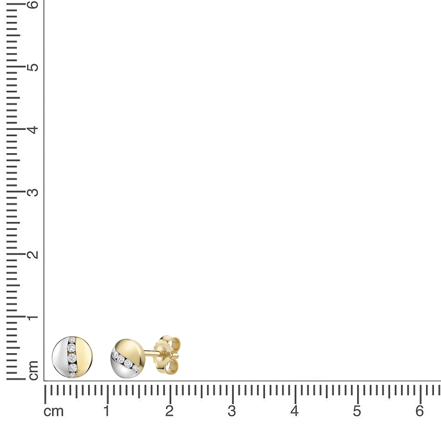 Ohrstecker 375 Gelbgold bicolor Zirkonia 375/- Gold 5,5cm Zirkonia