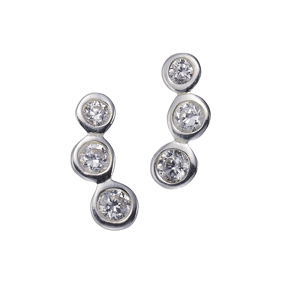 Ohrstecker 925/- Sterling Silber rhodiniert 1,05cm Zirkonia