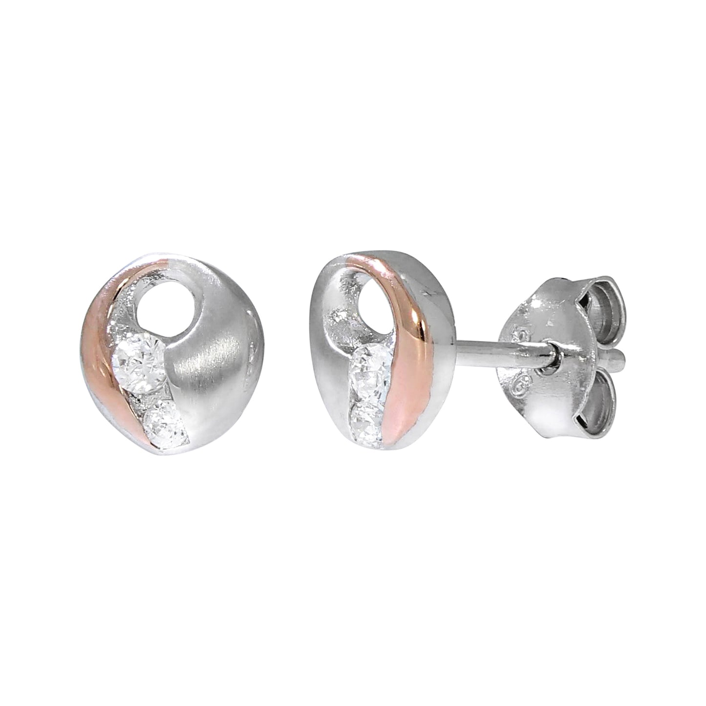 Ohrstecker 925/- Sterling Silber vergoldet (teil) 0,7cm Zirkonia