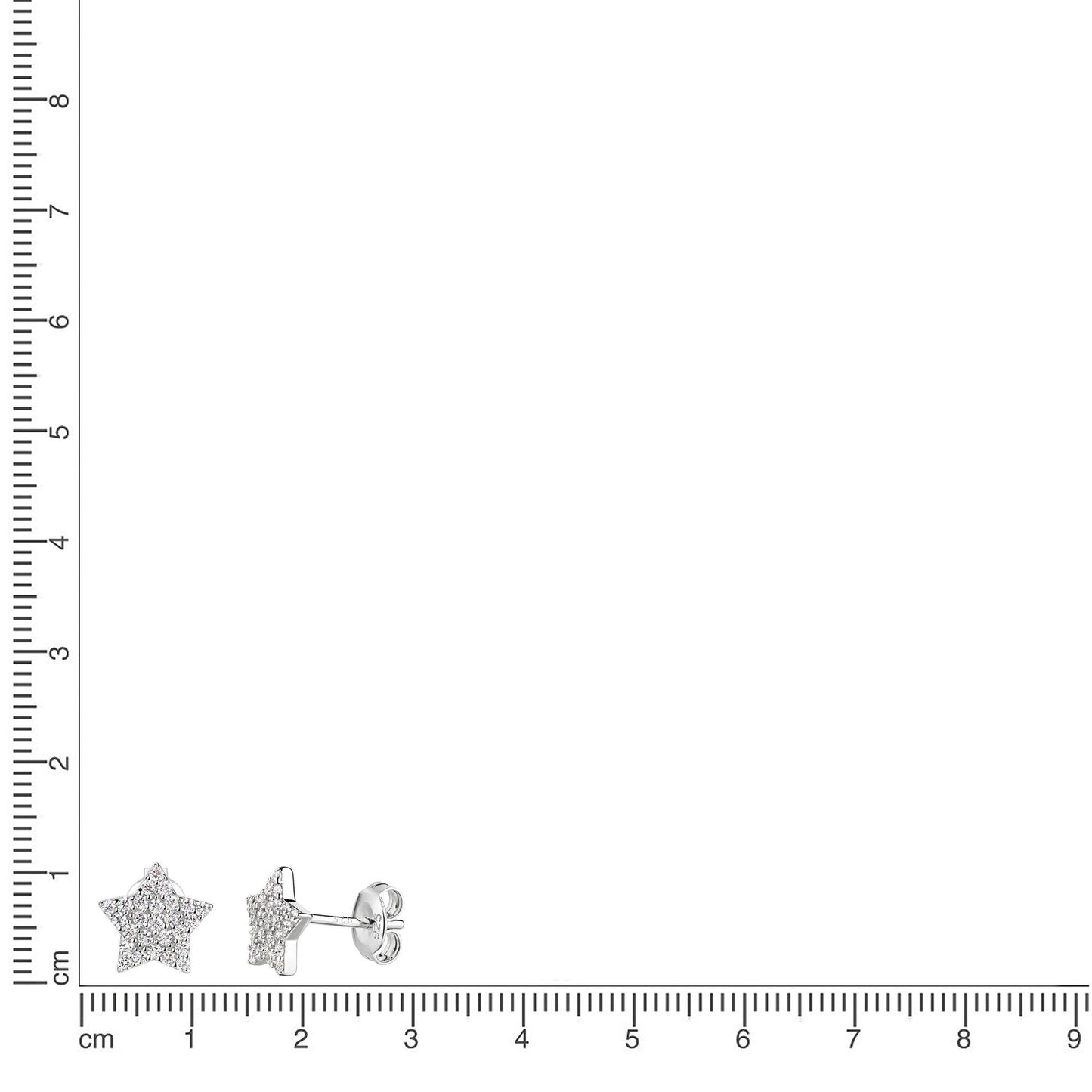 Ohrstecker 925 Sterling Silber rhodiniert Zirkonia 925/- Sterling Silber rhodiniert 0,98cm Zirkonia